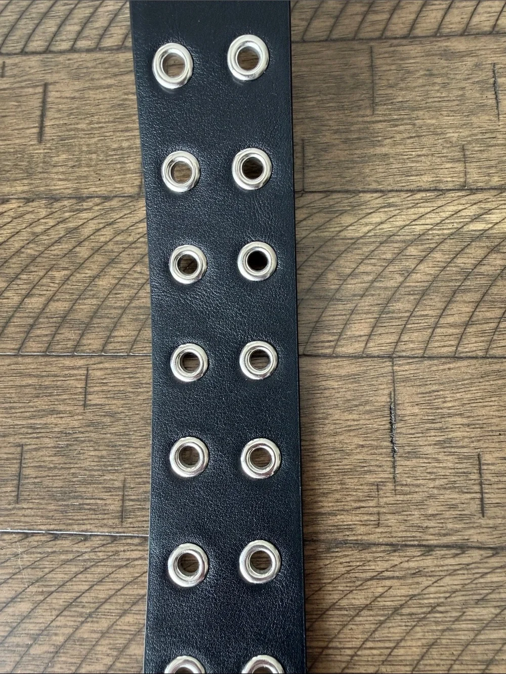 Pacific Sunwear Black Double-Row Grommet Belt with Silver Buckle